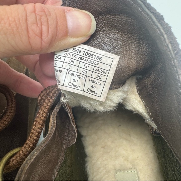 Ugg Womens Heather Suede Leather Ankle Duck Boots Size 9 Lace Up Winter Rain - Picture 8 of 11